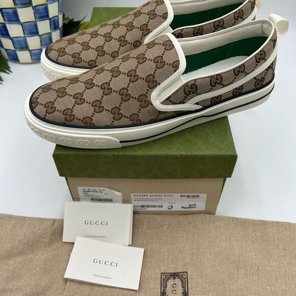 Man Gucci tennis low top 1977 sneakers size 11.5 made in Italy - Picture 2 of 11